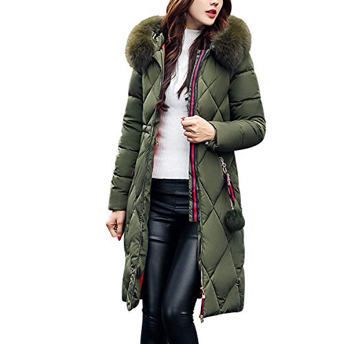 Petalum Damen Winter Klassisch Daunenjacke Lange Dicke Pelzkragen Baumwolle Parka Slim Jacke Zipper Einfarbig Warm Daunenmantel von Petalum