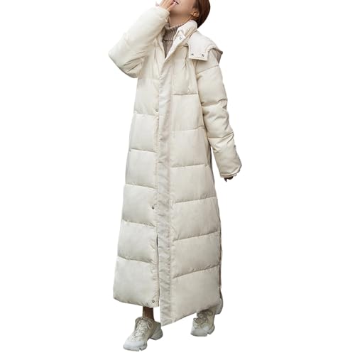 Petalum Damen Winterjacke lang warm Steppmantel mit Kapuze leichte Winddicht Daunenjacke Outdoorjacke von Petalum