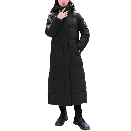 Petalum Damen Winterjacke lang warm Steppmantel mit Kapuze leichte Winddicht Daunenjacke Outdoorjacke von Petalum