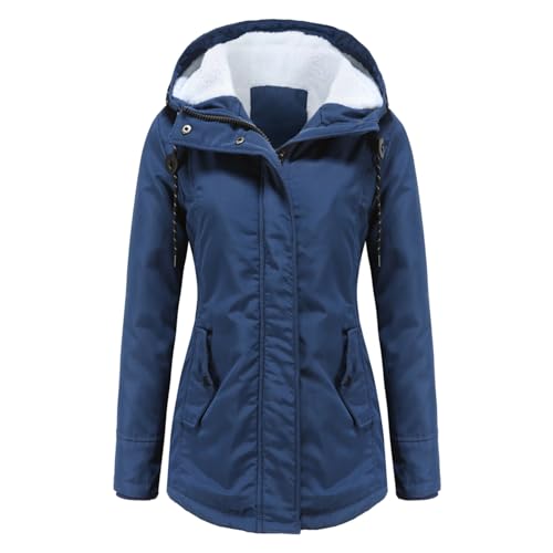 Petalum Damen-Winterjacke mit Kapuze, dick, Fleecefutter, Parka, gefüttert, warm, Thermo, Reißverschluss, mit Tasche, marineblau, 42 Petalum Damen-Winterjacke mit Kapuze, dick, Fleecefutter, Parka, gefüttert, warm, Thermo, Reißverschluss, mit Tasche, marineblau, 42 von Petalum