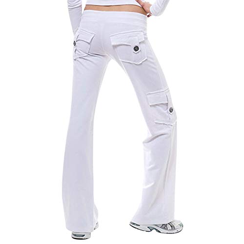 Petalum Damen Yogahosen Sporthose Jogginghose Lange Elastische Bootcut Hose Weite Bein Freizeithose Pants mit Tunnelzug mehrere Taschen Fitness Streetwear von Petalum