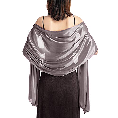 Petalum Elegant Braut Schal Stola Schal für Kleider, Hochzeit Party Retro Umschlagtücher Leicht Weich Schal Wraps Grau 200 cm von Petalum