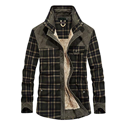 Petalum Herren Flanellhemd kariert Langarm Winterhemd casual Revers Thermohemd Dick Futter Winterjacke Fleecefutter Holzfällerhemd Arbeitshemd von Petalum