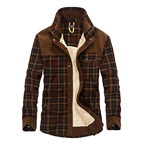 Petalum Herren Flanellhemd kariert Langarm Winterhemd casual Revers Thermohemd Dick Futter Winterjacke Fleecefutter Holzfällerhemd Arbeitshemd von Petalum