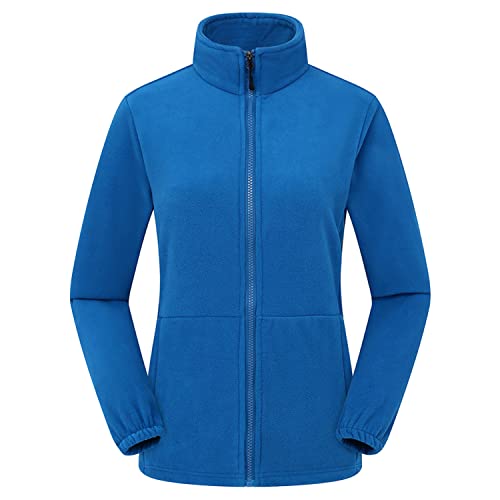 Petalum Klassische Damen Fleecejacke Stehkragen Sweatjacke aus Polar Fleece Damenjacke mit Reißverschluss Blau 3XL von Petalum