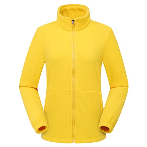 Petalum Klassische Damen Fleecejacke Stehkragen Sweatjacke aus Polar Fleece Damenjacke mit Reißverschluss Gelb 3XL von Petalum