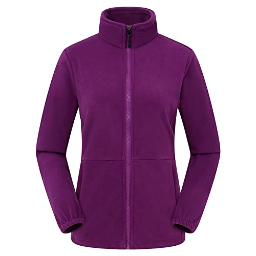 Petalum Klassische Damen Fleecejacke Stehkragen Sweatjacke aus Polar Fleece Damenjacke mit Reißverschluss Lila XL von Petalum