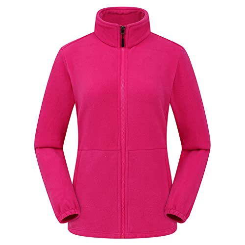 Petalum Klassische Damen Fleecejacke Stehkragen Sweatjacke aus Polar Fleece Damenjacke mit Reißverschluss Rosa 3XL von Petalum