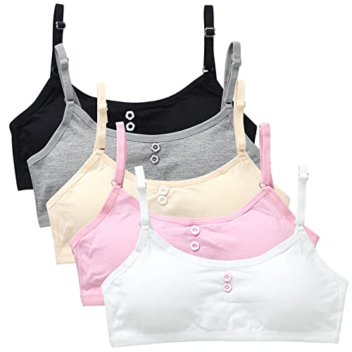 Petalum Mädchen Bustier Set ohne Bügel, Bralette mit Pads Gepolsterte Bralette Top Unterwäsche dünne verstellbare Träger Trainings-BH für Sport Yoga Alltag (Einheitsgröße(5pcs), Set A) von Petalum