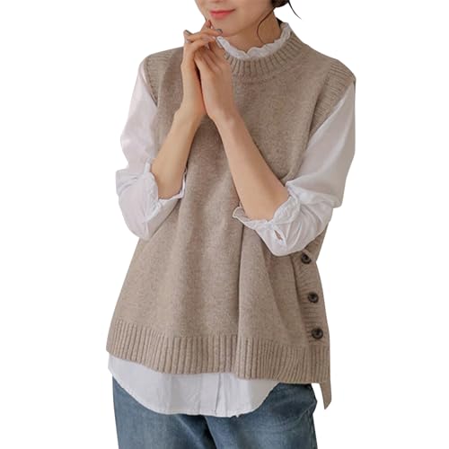Petalum Pullunder Damen Rundhals Ärmellos Strickweste Elegant Strickpullover Casual Herbst Winter Strick Einfarbig Weste Strickpulli Petalum Pullunder Damen Rundhals Ärmellos Strickweste Elegant Strickpullover Casual Herbst Winter Strick Einfarbig Weste Strickpulli von Petalum
