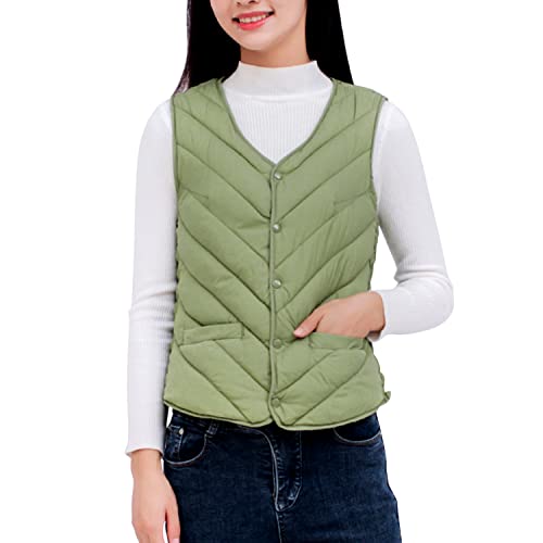 Petalum Steppweste gefüttert leicht Damen Kurzweste V Auschnitt Outdoor Weste mit Druckknopf von Petalum