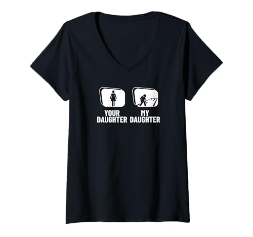 Damen Lustiger Boccia-Ball mit Aufschrift "Your Daughter My Daughter Brother" T-Shirt mit V-Ausschnitt von Petanque Boules Designs For Proud Bocce Players