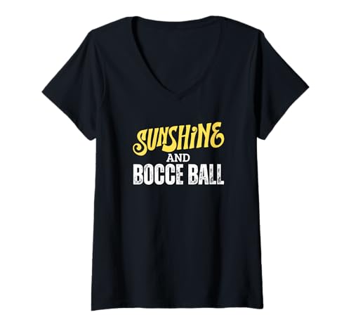 Damen Sunshine And Boccia Lustiger Bocciaspieler T-Shirt mit V-Ausschnitt von Petanque Boules Designs For Proud Bocce Players