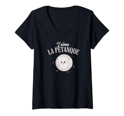 Damen I Love Petanque Niedliches französisches Boule-Design T-Shirt mit V-Ausschnitt Damen I Love Petanque Niedliches französisches Boule-Design T-Shirt mit V-Ausschnitt von Petanque Pal Designs