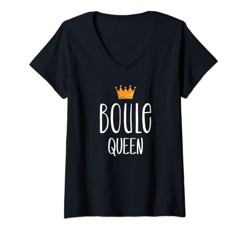 Damen Boule Queen Königin Outfit für Boulespieler zum Boulen Boule T-Shirt mit V-Ausschnitt Damen Boule Queen Königin Outfit für Boulespieler zum Boulen Boule T-Shirt mit V-Ausschnitt von Petanque und Boulekugeln Designs