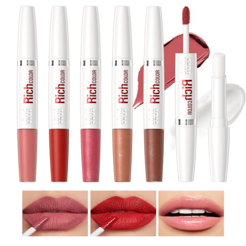 6 Colors Double Sided Lip Glaz Matte Liquid Lipstick Makeup with Moisturizing Balm Long Lasting Highly Pigmented Color Lipstick Waterproof Matte Lips Kit von Petansy