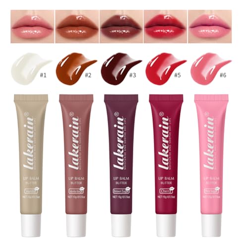 Feuchtigkeitsspendender Lipgloss 5 Farben Lip Glow Oil Lip Glowy Balm Hydrating Lip Gloss Jelly Liquid Lipstick Plumping Lip Gloss Set von Petansy