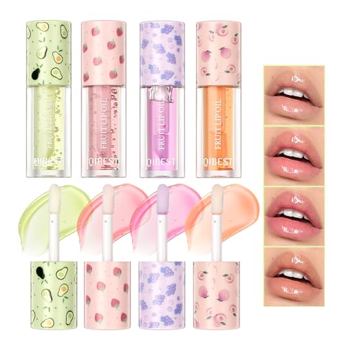 Fruit-Flavored Plumping Lip Oil Set 4 Packs Moisturizing Lip Glow Oil Long Lasting Nourishing Lip Gloss Set No-Sticky Gloss Lip Balm Lip Care von Petansy