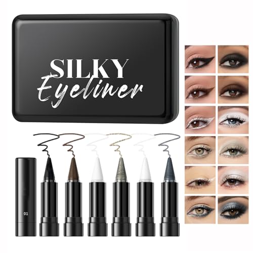 Gel-Eyeliner-Stift in 6 Farben, wasserfest, wischfest, flüssiger Eyeliner, mattschwarzer Eyeliner-Bleistift, rauchige Lidschatten-Palette, Halloween-Make-up von Petansy
