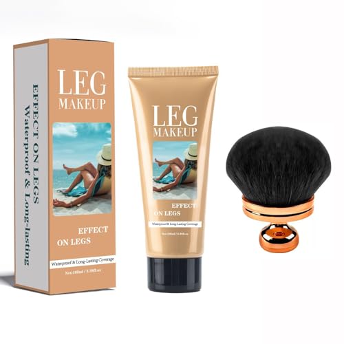 Leg Makeup Waterproof No Transfer, Leg and Body Scar Cover up Makeup for Varicose Veins Black Skin with Brush (#2 Medium Golw,3.38 FL OZ) von Petansy