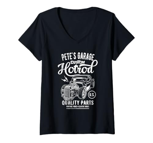 Damen Pete's Hotrod Garage Oldtimer Pete Design T-Shirt mit V-Ausschnitt Damen Pete's Hotrod Garage Oldtimer Pete Design T-Shirt mit V-Ausschnitt von Pete's Garage Designs for the Name Pete