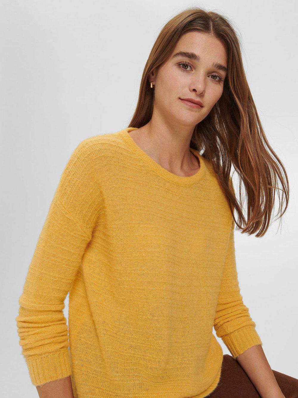 PETER HAHN Strickpullover Damen Wolle Rundhals, gelb von Peter Hahn