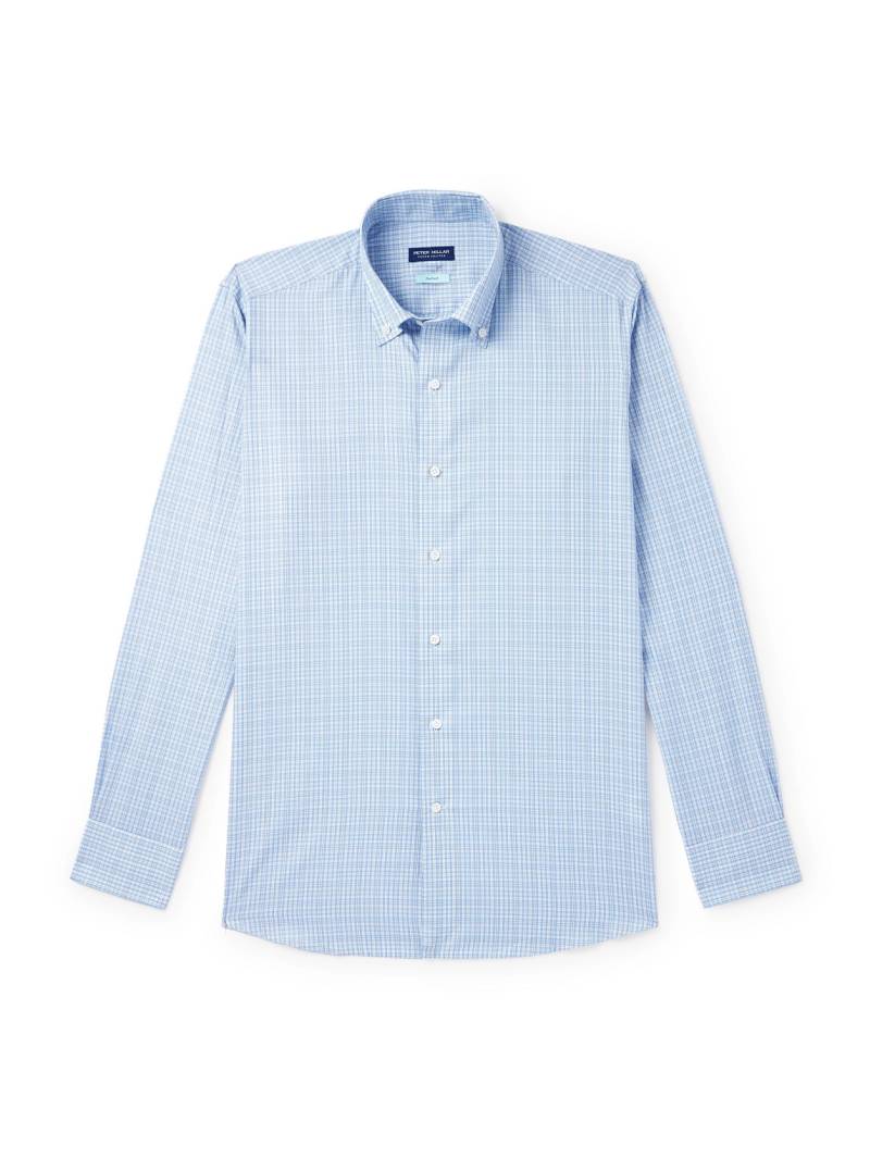 Peter Millar - Sorrento Button-Down Collar Checked Cotton-Poplin Shirt - Men - Blue - L von Peter Millar