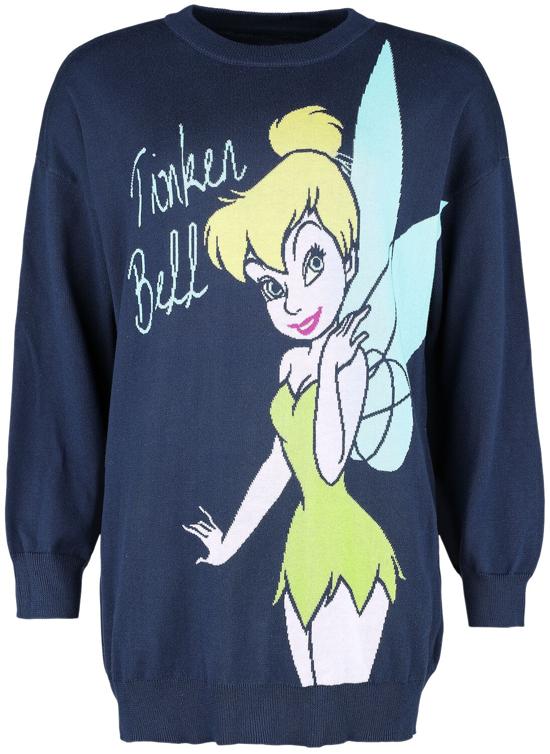 Peter Pan - Disney Strickpullover - Tinker Bell - S bis M - für Damen - Größe S - blau  - Lizenzierter Fanartikel von Peter Pan