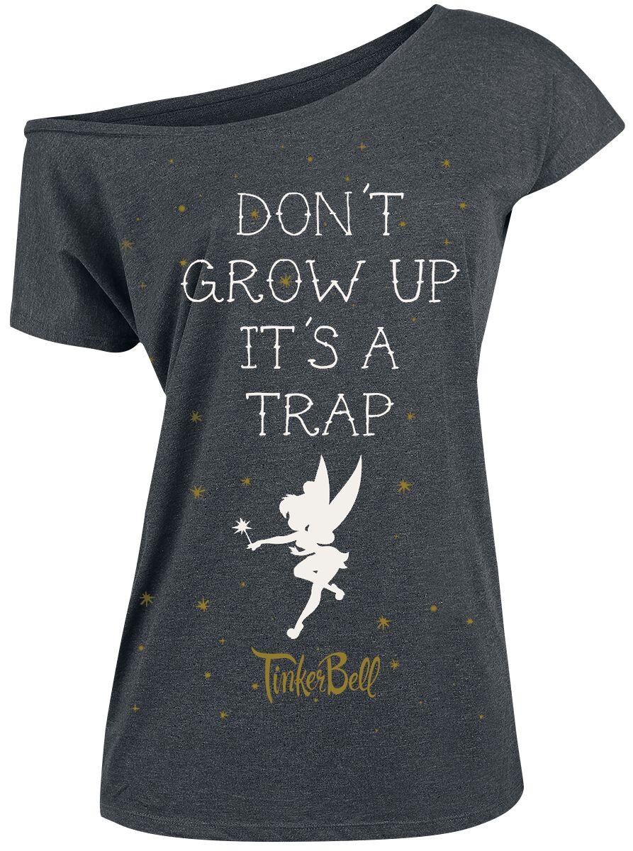Peter Pan Tinker Bell - Don't Grow Up T-Shirt dunkelgrau meliert in L von Peter Pan