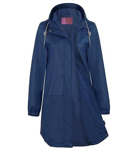 Regenmantel Damen wasserdicht Regenjacke Damen gefüttert Softshelljacke Friesennerz PU Windbreaker wasserdicht Parka gefüttert,Blau,38,M von Peter Patter