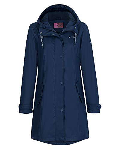 Regenjacke Damen wasserdicht Regenmantel gefüttert Regenmantel Softshelljacke Friesennerz PU Windbreaker wasserdicht Parka mit Kapuze,Blau,40 von Peter Patter