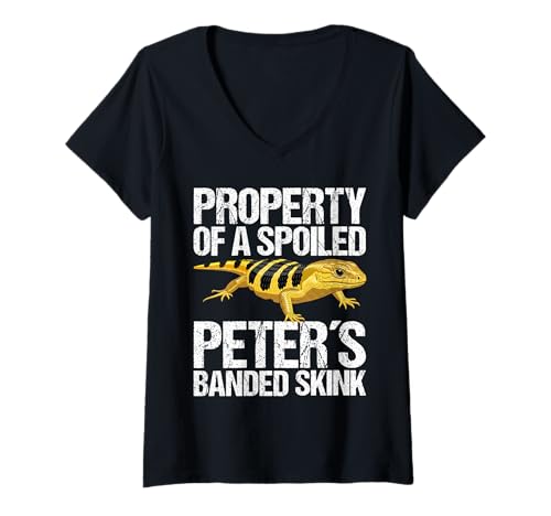Damen Der Besitzer von Peters Banded Skink hat Peters Banded Skink verwöhnt T-Shirt mit V-Ausschnitt Damen Der Besitzer von Peters Banded Skink hat Peters Banded Skink verwöhnt T-Shirt mit V-Ausschnitt von Peter´s Banded Skink Costume For Lizard Keepers