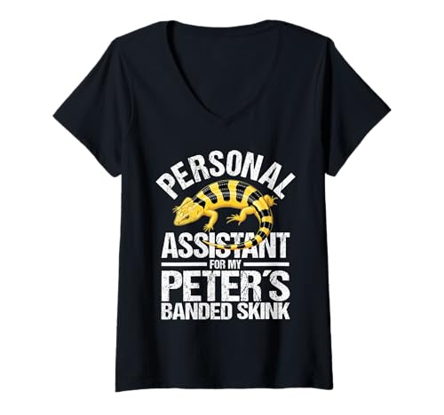 Damen Peters Banded Skink Lover Assistant Peters Banded Skink T-Shirt mit V-Ausschnitt Damen Peters Banded Skink Lover Assistant Peters Banded Skink T-Shirt mit V-Ausschnitt von Peter´s Banded Skink Costume For Lizard Keepers