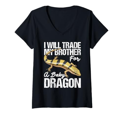 Damen Peters Banded Skink Papa Bruder Peters Banded Skink T-Shirt mit V-Ausschnitt Damen Peters Banded Skink Papa Bruder Peters Banded Skink T-Shirt mit V-Ausschnitt von Peter´s Banded Skink Costume For Lizard Keepers