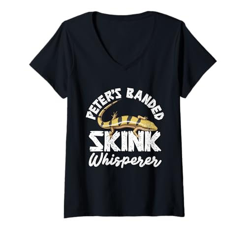 Damen Peters gebänderter Skink Papa Whisperer Peters gebundener Skink T-Shirt mit V-Ausschnitt Damen Peters gebänderter Skink Papa Whisperer Peters gebundener Skink T-Shirt mit V-Ausschnitt von Peter´s Banded Skink Costume For Lizard Keepers