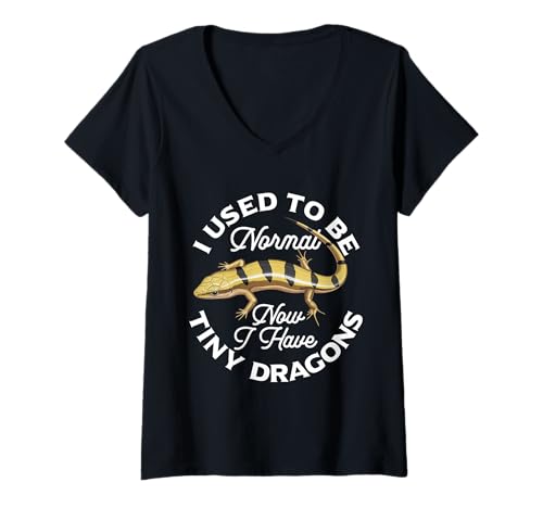 Damen Reptilienpfleger Echsenliebhaber Tiny Dragon Peters gebundenes Skink T-Shirt mit V-Ausschnitt Damen Reptilienpfleger Echsenliebhaber Tiny Dragon Peters gebundenes Skink T-Shirt mit V-Ausschnitt von Peter´s Banded Skink Costume For Lizard Keepers