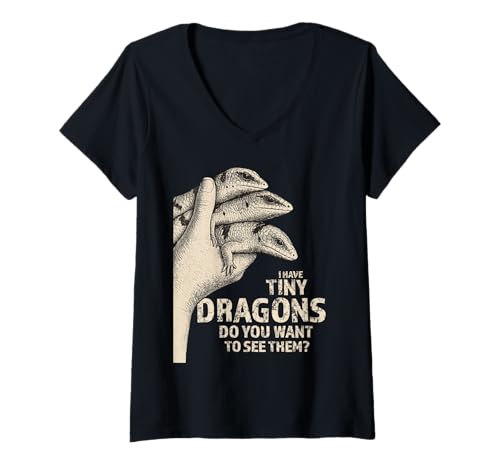 Damen Echsenbesitzer, Drachen, Reptilienpfleger, Peter's Banded Skink T-Shirt mit V-Ausschnitt von Peter´s Banded Skink Illustration For Lizard Lover