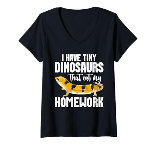 Damen Peter´s Banded Skink Food Hausaufgaben Peter´s Banded Skink T-Shirt mit V-Ausschnitt von Peter´s Banded Skink Illustration For Lizard Lover