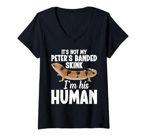 Damen Peters Banded Skink Besitzer Sein Mensch Peter's Banded Skink T-Shirt mit V-Ausschnitt Damen Peters Banded Skink Besitzer Sein Mensch Peter's Banded Skink T-Shirt mit V-Ausschnitt von Peter´s Banded Skink Illustration For Lizard Lover