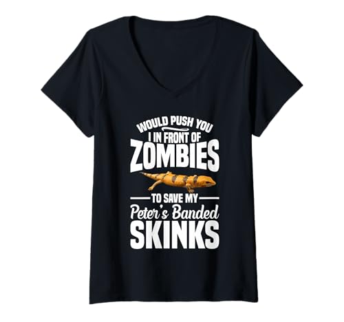 Damen Reptilienbesitzer von Lizard Keeper to Save My Peters Banded Skink T-Shirt mit V-Ausschnitt Damen Reptilienbesitzer von Lizard Keeper to Save My Peters Banded Skink T-Shirt mit V-Ausschnitt von Peter´s Banded Skink Illustration For Lizard Lover