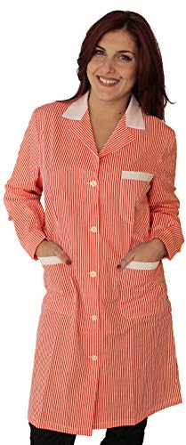Arbeitshemden für Damen, Langarm, Reinigungsunternehmen, Arbeiter, Haushalt, Kellnerin in den Plänen Colf, Rot gestreift, Medium von Peter's abiti da lavoro