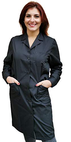 Damen-Arbeitskittel, klassisch, lang, leicht, Königsblau oder Dunkelblau, Schwarz , 46 von Peter's abiti da lavoro
