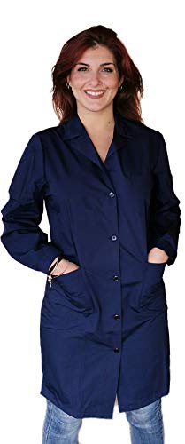 Damen-Arbeitskittel, klassisch, lang, leicht, Königsblau oder Dunkelblau, dunkelblau, 38 von Peter's abiti da lavoro