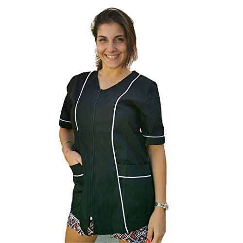 Petersersbekleidung für Damen, mit Reißverschluss, schwarz, für Kosmetiker, Friseur, Schwarz Medium von Peter's abiti da lavoro