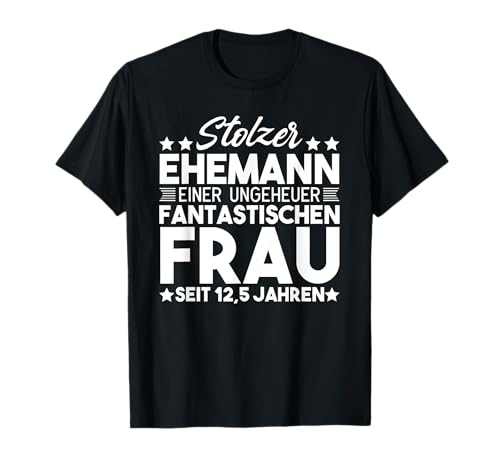Petersilienhochzeit & 12,5 Jahre Ehe Geschenk Herren T-Shirt Schwarz S 12,5 Jahre Ehe Jahrestag Klassische Passform Kurzarm Flachkragen Pull-On von Petersilienhochzeit & 12,5 Jahre Ehe Geschenk