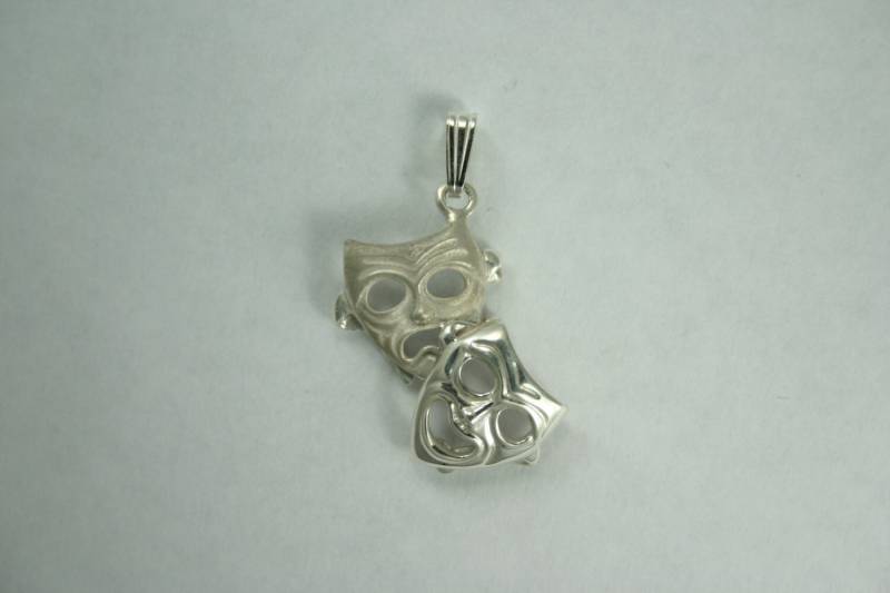 Theatermasken Anhänger, Massiv Sterling Silber 925 von Petertrobertson