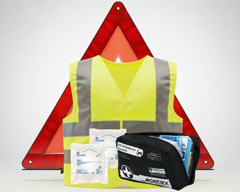 Petex Erste-Hilfe-Set Verbandskasten Warndreieck Warnweste Pannen Notfall Set mit 2x FFP2 Petex Erste-Hilfe-Set Verbandskasten Warndreieck Warnweste Pannen Notfall Set mit 2x FFP2 von Petex