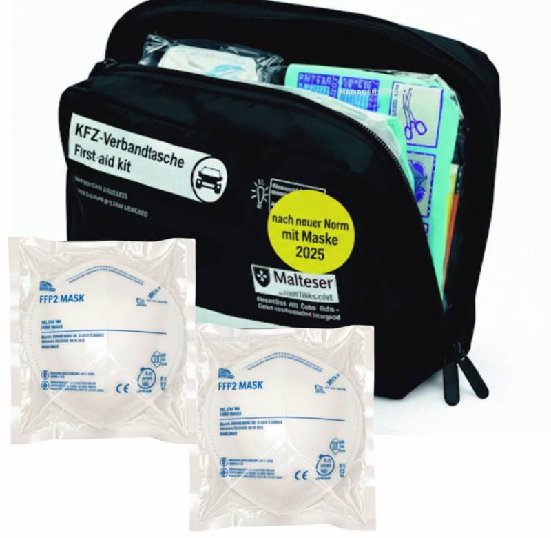 Petex KFZ-Verbandtasche Mit 2x FFP2: Auto Verbandskasten PKW DIN 13164 Erste Hilfe Set Petex KFZ-Verbandtasche Mit 2x FFP2: Auto Verbandskasten PKW DIN 13164 Erste Hilfe Set von Petex