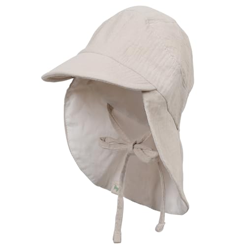 Petinard Label Musselin Schirmmütze Sonnenhut mit Nacken- und Ohrenschutz UV-Schutz (UPF 50+) für Babys und Kinder - Unisex von Petinard Label