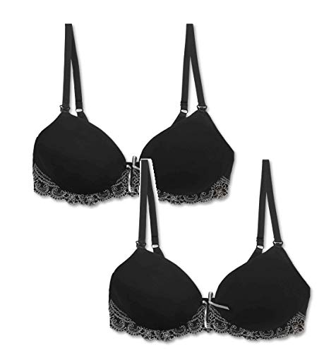 Petit Amour 🌝 Damen Stillwäsche ❤️ Emma Still-Top mit Spitze PA-LI-0058 ❤️ (L (Cup C/D/E), 2er Pack BH Edith (schwarz+schwarz)) von Petit Amour